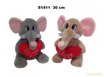 Słoń z sercem 2 kolory 30 cm 152411 mix