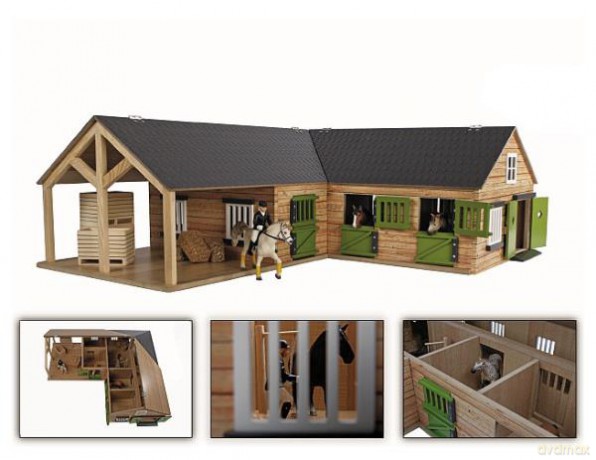 Stajnia drewniana dla koni 4 boxy Myjnia 68x77x27 cm [FIGURKA]
