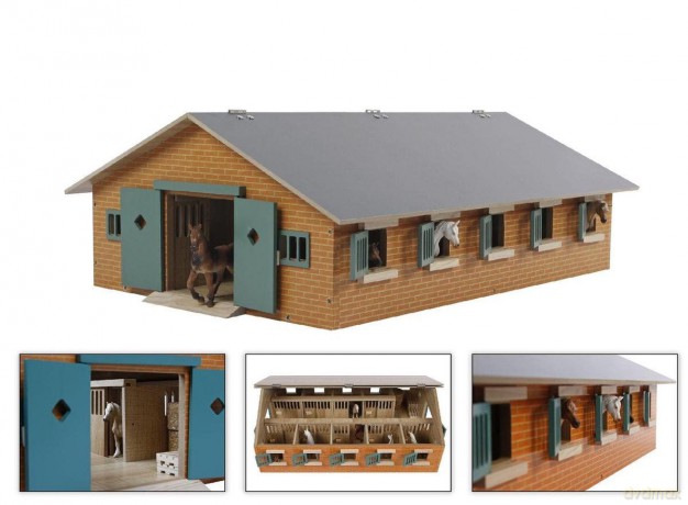 Stajnia drewniana dla koni 9- boksów 62x42,5x22 cm 610544 [FIGURKA]