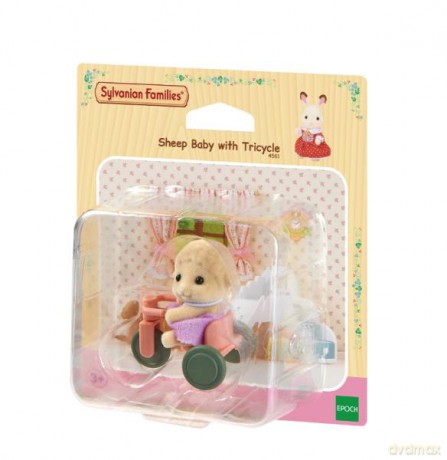 SYLVANIAN Dziecko Owieczka z rowerkiem trójkołowym 04561 [FIGURKA]