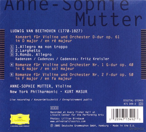 Anne Sophie Mutter: Beethoven Violin Cto.2002 [CD]