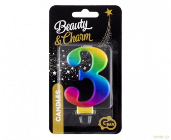 Świeczka B&C cyferka 3 Galaxy 8 cm PF-SCG3