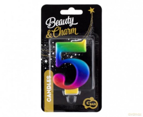 Świeczka B&C cyferka 5 Galaxy 8 cm PF-SCG5