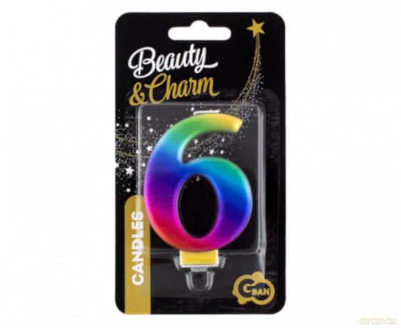 Świeczka B&C cyferka 6 Galaxy 8 cm PF-SCG6