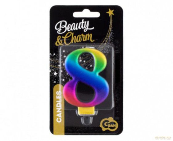 Świeczka B&C cyferka 8 Galaxy 8 cm PF-SCG8