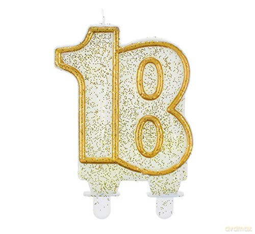 Świeczka cyferka "18" złoty kontur