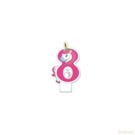 Świeczka urodzinowa Jednorożec 8 cm Cyfra 8 SF-859-8