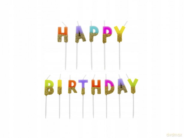 Świeczki pikery Happy Birthday z brokatem