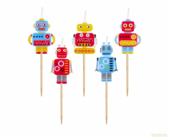 Świeczki pikery Robot 5 szt
