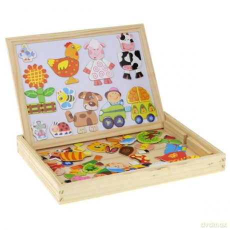 Tablica drewniana 2w1 kredowa, magnetyczna 100 elementów 1020560