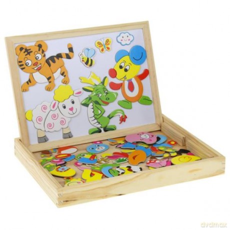 Tablica drewniana 2w1 kredowa, magnetyczna 90 elementów 1020561