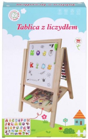 Tablica drewniana dwustronna, kredowa, magnetyczna + liczydło 009416