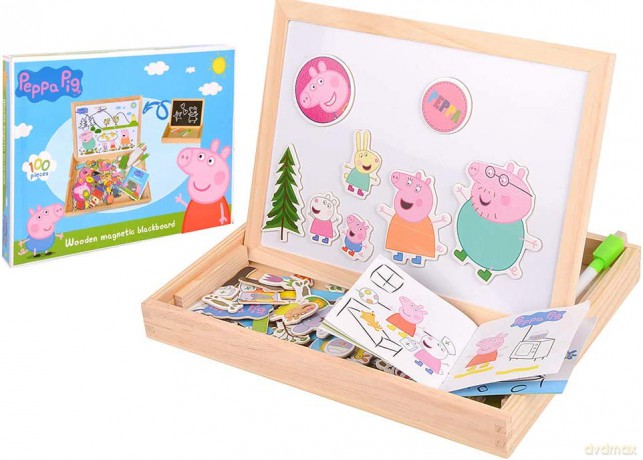 Tablica magnetyczna dwustronna Świnka Peppa 100 el.ementów