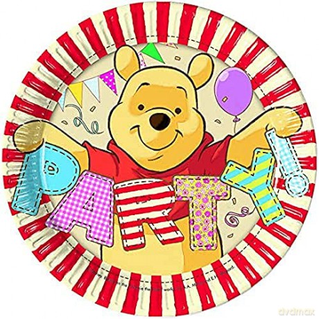 Talerzyki papierowe - Winnie Alphabet, 20 cm,8szt., 80497