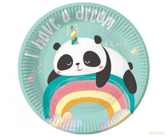 Talerzyki papierowe B&C Rozmarzona Panda 18 cm