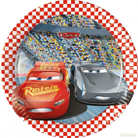 Talerzyki papierowe Cars 3, next generation, 20 cm, 8 szt. (plastik-free)