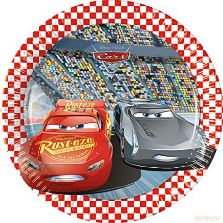 Talerzyki papierowe Cars 3, next generation, 20 cm, 8 szt. (plastik-free)
