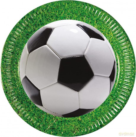 Talerzyki papierowe Football Party, next generation, 23 cm, 8 szt. (plastik-free)