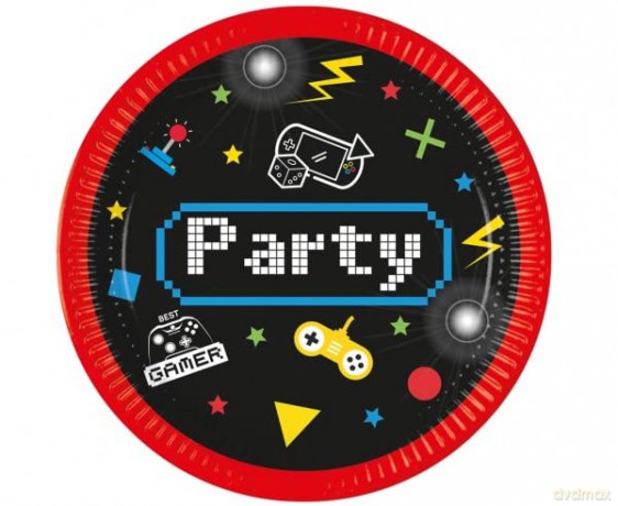 Talerzyki papierowe Gaming Party, next generation, 23 cm, 8 szt. (plastik-free)