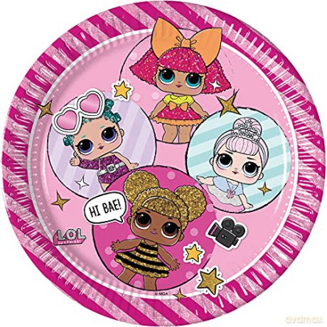 Talerzyki papierowe LOL glitterati, next generation, 23 cm, 8 szt. (plastik-free)