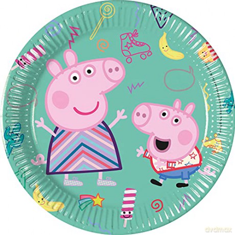 Talerzyki papierowe Pepa Pig, next generation, 20 cm, 8 szt. (plastik-free)