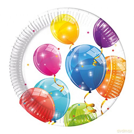 Talerzyki papierowe Sparkling Balloons, next generation, 20 cm, 8 szt. (plastik-free)