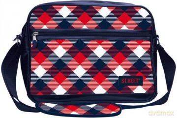 Torba na ramię Kratka z czerwienią Street Chequered Pattern 6 SB-02