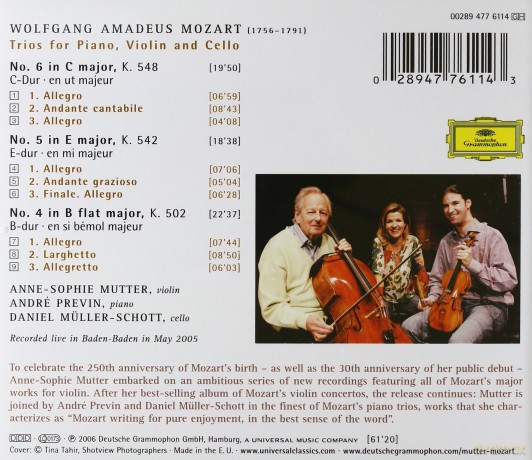 Anne Sophie Mutter: Mozart:Piano Trios K.548,542,502 [CD]