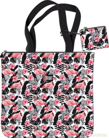 Torba+portfelik Stright SB-04 Flamingo Pink&Black Majewski