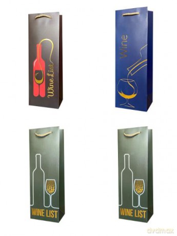 Torebka prezentowa butelka wino 902 12x35x9 cm mix