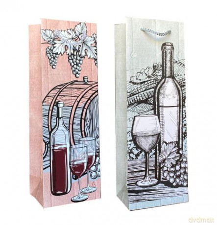 Torebka prezentowa butelka wino 909 12x35x9 cm mix
