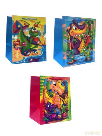 Torebka prezentowa Dinozaury JP 9155A 30x42x25 cm szerokie dno