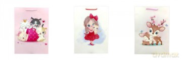 Torebka prezentowa dziewczęca 5118A SD20 30x42x20 cm szerokie dno mix