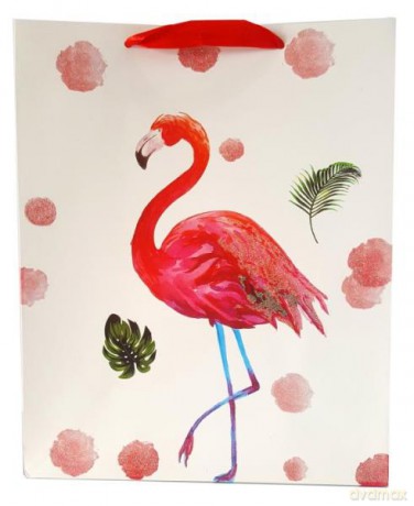 Torebka prezentowa flamingi 8031B 26x32x12 cm,
