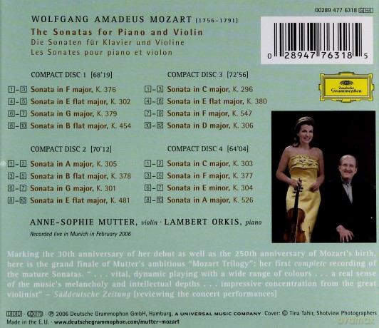 Anne Sophie Mutter: Mozart:Violin Sonatas [4CD]