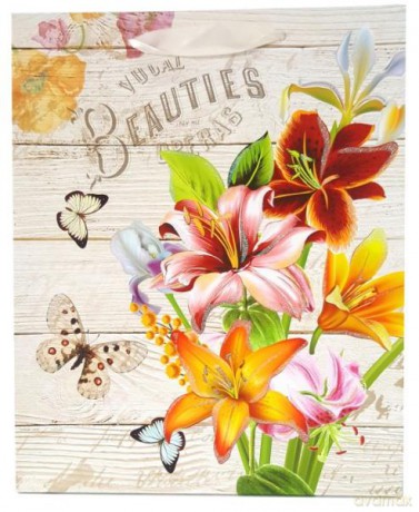 Torebka prezentowa kwiaty 8924C 17,5x23,5x8 cm,