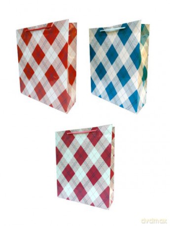Torebka prezentowa laminowana, kratka 026B 26x32x9 cm,