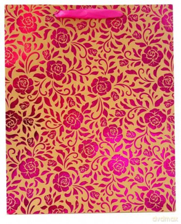 Torebka prezentowa róże metalik 1224A 31x42x12 cm,