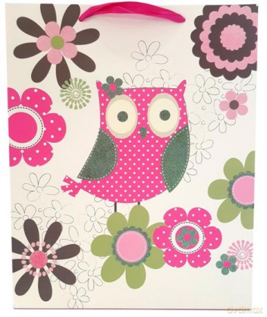 Torebka prezentowa sowy 1143B 26x32x12 cm,