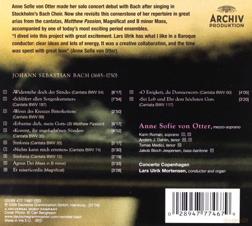 Anne Sofie Von Otter: Bach:Arias (digipack) [CD]
