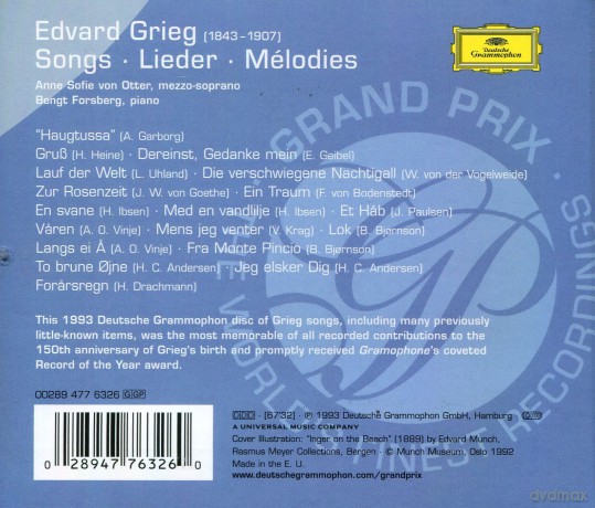 Anne Sophie Von Otter: Grieg:Songs - Grand Prix [CD]
