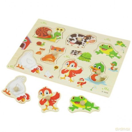 Układanka drewniana 7el. Kot [PUZZLE]