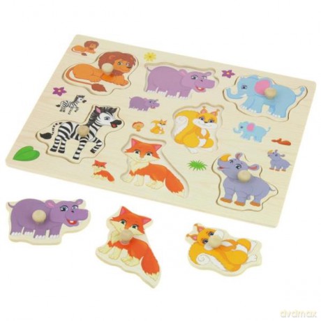 Układanka drewniana 7el. Zwierzata safari [PUZZLE]