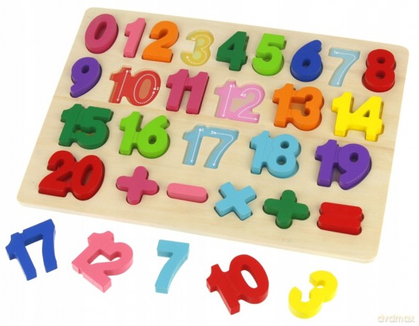 Układanka drewniana Cyfry (puzzle cyferki, dodawanie) [KLOCKI]
