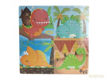 Układanka Puzzle drewniane 4w1 Dinozaury 543683 [PUZZLE]