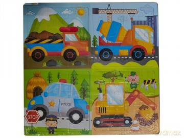 Układanka Puzzle drewniane 4w1 pojazdy 543669 [PUZZLE]