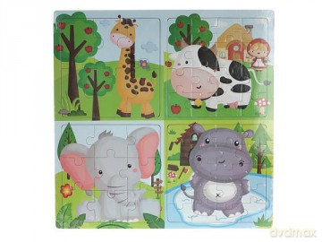 Układanka Puzzle drewniane 4w1 zwierzątka 543676 [PUZZLE]