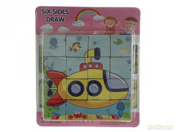 Układanka Puzzle drewniane Kostki Pojazdy 543621 [PUZZLE]