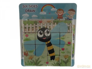 Układanka Puzzle drewniane kostki robaczki 543652 [PUZZLE]