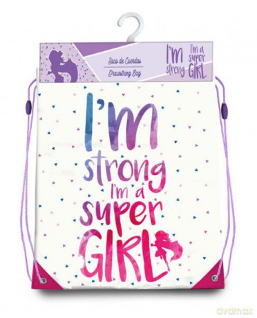 Worek szkolny 40x32,5 cm 100% poliester I'm Strong I'm a Super Girl KL10069 Kids Euroswan